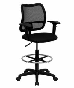 Flash Furniture - Elaine Contemporary Fabric Drafting Stool - Black 1