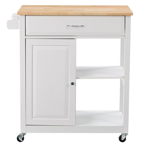 CorLiving - Sage Wood Kitchen Cart With Cupboard - White