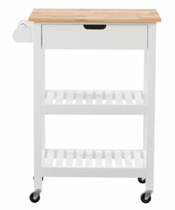 CorLiving - Sage Open Storage Wood Kitchen Cart - White