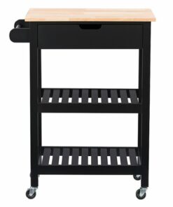 CorLiving - Sage Open Storage Wood Kitchen Cart - Black