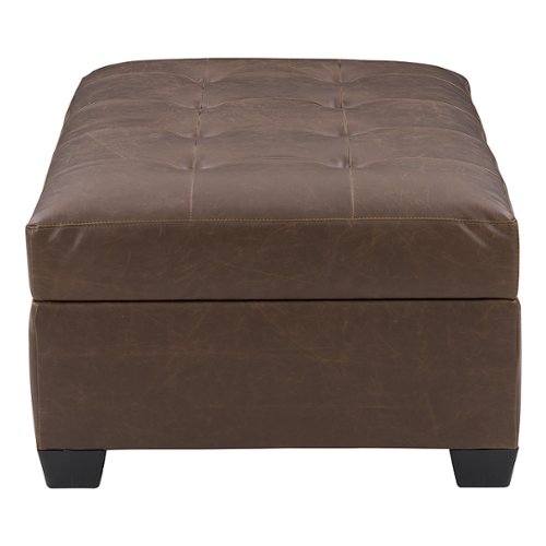 CorLiving - Antonio Tufted Storage Ottoman - Dark Brown