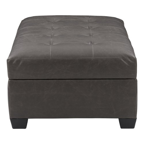 CorLiving - Antonio Tufted Storage Ottoman - Dark Grey