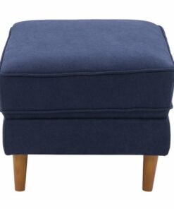 CorLiving - Mulberry Fabric Upholstered Modern Ottoman - Navy Blue