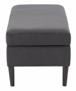 CorLiving - Perry Velvet Storage Ottoman - Dark Grey