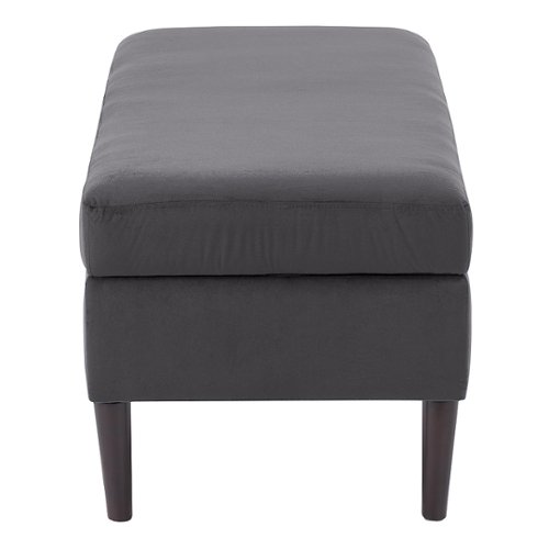 CorLiving - Perry Velvet Storage Ottoman - Dark Grey