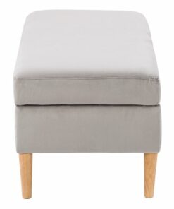 CorLiving - Perry Velvet Storage Ottoman - Light Grey