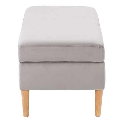 CorLiving - Perry Velvet Storage Ottoman - Light Grey