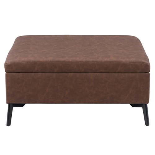 CorLiving - Linden Square Storage Ottoman - Dark Brown