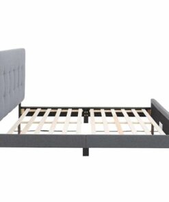 CorLiving - Ellery Fabric Upholstered Double Bed Frame - Grey