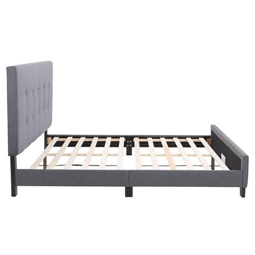 CorLiving - Ellery Fabric Upholstered Double Bed Frame - Grey