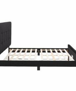 CorLiving - Ellery Fabric Upholstered Double Bed Frame - Black