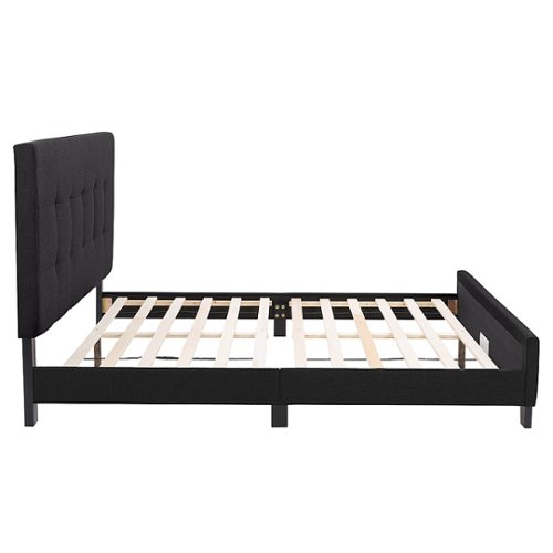 CorLiving - Ellery Fabric Upholstered Double Bed Frame - Black