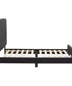 CorLiving - Ellery Fabric Upholstered Single Bed Frame - Black