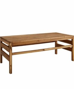 Walker Edison - Modern Slat Top Outdoor Coffee Table - Brown