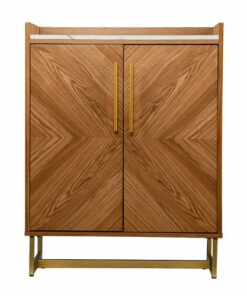 SEI Furniture - Trilken Bar Cabinet with Wine Storage - Brown finish with white faux marble