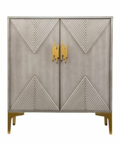 SEI Furniture - Lantara Modern Storage Cabinet - Graywashed and gold finish