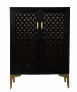 SEI Furniture - Rolliston Two-Door Bar Cabinet - Black and gold finish
