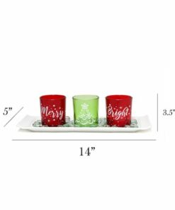 Elegant Designs - Merry & Bright Christmas Candle Set of 3 - Green and Red