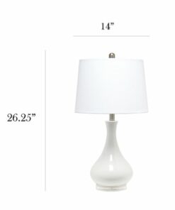 Lalia Home - Droplet Table Lamp with Fabric Shade - White