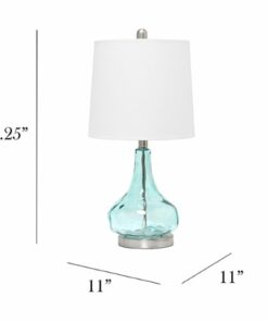 Lalia Home - Rippled Glass Table Lamp with Fabric Shade - Clear blue