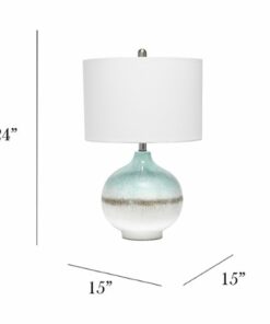 Lalia Home - Bayside Horizon Table Lamp with Fabric Shade - Aqua Brown and White