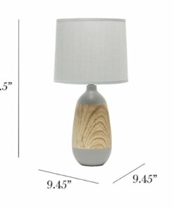 Simple Designs - Ceramic Oblong Table Lamp - Gray/light wood