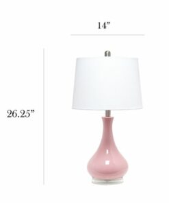 Lalia Home - Droplet Table Lamp with Fabric Shade - Rose pink