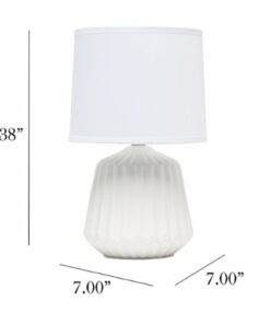 Simple Designs - Petite Off White Pleated Base Table Lamp - Off white