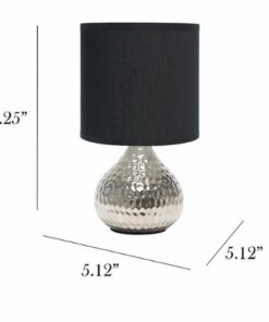 Simple Designs - Drip Mini Table Lamp - Hammered Silver with Black Shade