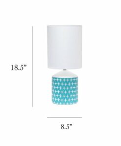 Simple Designs - Fresh Prints Table Lamp - White/Blue Cross Print