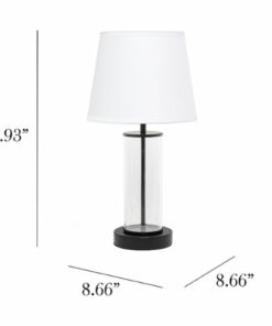 Simple Designs - Encased Metal and Clear Glass Table Lamp - Black/White shade