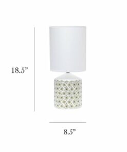 Simple Designs - Fresh Prints Table Lamp - White/Gold Square Print