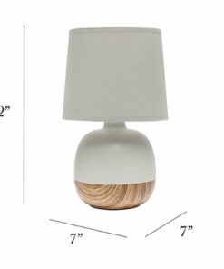 Simple Designs - Petite Mid Century Table Lamp - Light wood/light gray