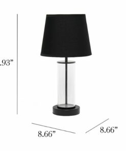 Simple Designs - Encased Metal and Clear Glass Table Lamp - Black/Black shade
