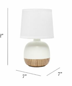 Simple Designs - Petite Mid Century Table Lamp - Light wood/off white