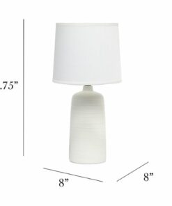 Simple Designs - Textured Linear Ceramic Table Lamp - Off white