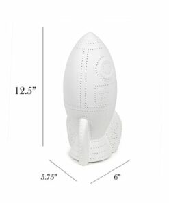 Simple Designs - Porcelain Rocketship Table Lamp - White