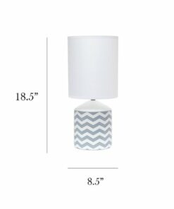 Simple Designs - Fresh Prints Table Lamp - White/Gray Wave Print