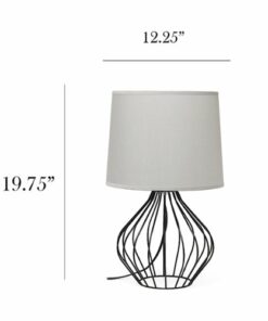 Simple Designs - Geometrically Wired Table Lamp - Black/Gray shade