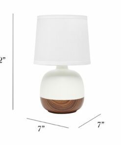 Simple Designs - Petite Mid Century Table Lamp - Dark wood/off white
