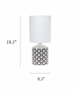 Simple Designs - Fresh Prints Table Lamp - White/Black Oval Print