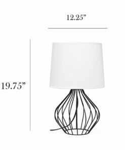 Simple Designs - Geometrically Wired Table Lamp - Black/White shade