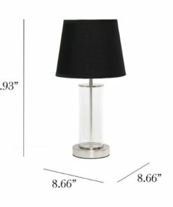 Simple Designs - Encased Metal and Clear Glass Table Lamp - Brushed nickel/Black shade