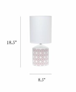 Simple Designs - Fresh Prints Table Lamp - White/Tan Flower Print
