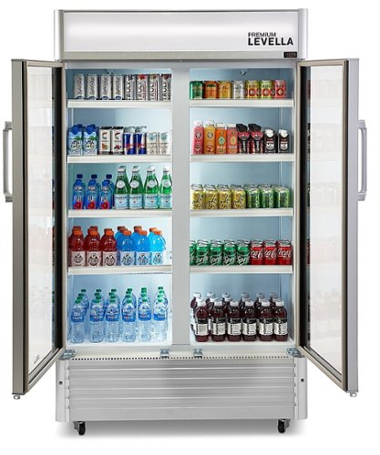 Premium Levella - 29.0 cu. ft. 2-Door Commercial Merchandiser Refrigerator Glass-Door Beverage Display Cooler - Stainless steel