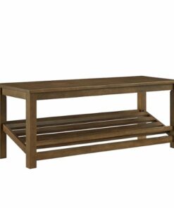 Walker Edison - Rustic Entry Bench with Lower Shoe Storage Shelf - Rustic Oak