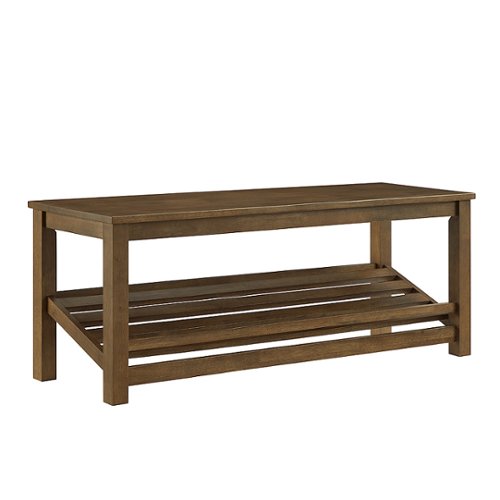 Walker Edison - Rustic Entry Bench with Lower Shoe Storage Shelf - Rustic Oak