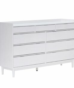 Walker Edison - Mid Century Modern Solid Wood Tray-Top 9-Drawer Dresser - White