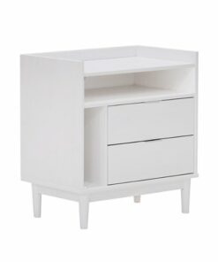Walker Edison - Mid Century Modern Solid Wood Tray-Top Nightstand - White