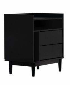 Walker Edison - Mid Century Modern Solid Wood Tray-Top Nightstand - Black